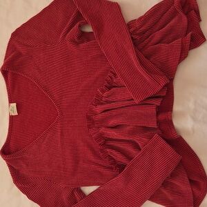 Blue Buttercup V Neck Long Sleeve Textured Top Size XL